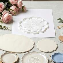 1pc Floral Shaped Clay Cutter (6.42inch) - Clay Tool For Making Jewelry Dishes, Jewelry Trays, Wall Decor And Decorative Plates - Suitable For Soft Clay, Ceramic Clay And Air Dry Clay - Floral Contour Cutter - Essential For Home Decor And Gift Making DIY Crafts - White - View 4