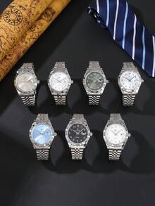 RICECGO A Minimalist Men's Steel-Strap Watch With Arabic Numerals-Perfect For Daily Wear During Your Commute And As A Stylish Accessory. - Silver - View 1