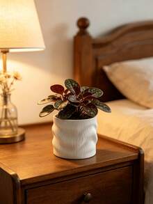 1pc Asymmetrical Vertical Textured Planter, Multi-Color Modern Art Potted Plant Container, Window Sill Balcony Gardening Flower Pot, Living Room Tabletop Decor, Holiday Gift Choice - Vertical Ribbed Texture - View 8