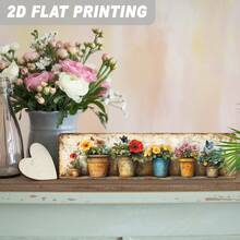 1pc 2D Flat Vintage Potted Flower & Butterfly Wall Hanging Decor, Rustic Style, For Kitchen, Balcony, Garden Party Home Decoration, Decorative Sign & Plaque (Random Style) - A - View 5