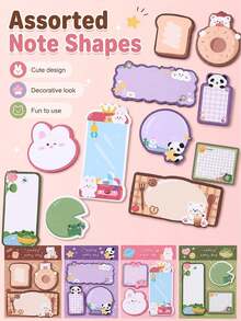 Cute Animal Theme Sticky Note Set - Animal Shaped Bookmarks And Self-Adhesive Memo Pads - Compact And Adorable Self-Adhesive Sticky Notes, Suitable For Office And School, Ideal Stationery Supplies. - One-size - View 3