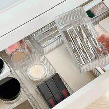 11pcs Drawer Organiser Set Clear Makeup Trays Plastic Desk Drawer Dividers Boxes - VJM0033 - View 11