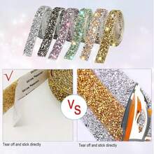1pc Self-Adhesive Resin Rhinestone Strip Clothing Accessory, DIY Rhinestone Decor - Multicolor - View 2