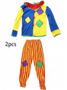 2PCS/Men's Clown Costume Set, Adult Multi-Color Funny Circus Clown Outfit, Halloween, Carnival, Cosplay Party Costume - Multicolor - View 5