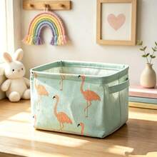 Baby Nursery Fabric Storage Basket With Multiple Pattern Options, Baby Wipes, Bibs, Toys Organizer Bin, Foldable With Handle, Home Desktop Sundries Storage Basket (Note: Texture, Color, And Line Of The Handle Area Are Random) - Multicolor - View 6