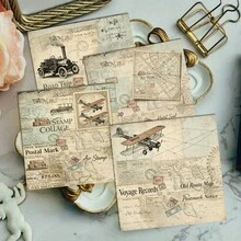 24 Sheets 6x6 Inch Vintage Travel Scrapbooking Paper, Non-Repeating Pattern Postage Stamp Collage Cardstock, Distressed Map And Airplane Craft Paper, Suitable For DIY Junk Journal, Nautical Diary And Vintage Paper - Square - View 8