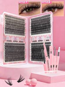 640Pcs DCurl Natural Lash Clusters, 10D-100D Mixed Density, Large-Capacity Comic-Style And Classic Lashes, Long-Lasting And Ideal For Beginners. Complete Set Includes Glue, Tweezers,Perfect For Daily Wear, Parties, Weddings, Christmas,Music Festivals - Pink - View 13