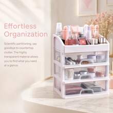 Multi-Layer Drawer Cosmetic Storage Box Transparent Dustproof Vanity Skincare Organizer Desktop Large Capacity Storage Bin - Multicolor - View 2