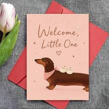 1/3 Pcs Greeting Cardcute Dachshund Greeting Card For New Arrival Celebration And Baby Shower Gift For Friends And Family Greeting Card - Multicolor - View 3