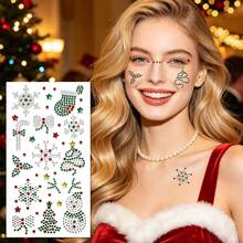 3/1pc New Christmas Rhinestone Stickers, Colorful Shiny DIY Decoration, Includes Christmas Tree, Snowflake And Crystal Gemstone Patterns - Multicolor - View 3