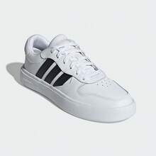 adidas LITECOURT 舒適百搭低筒板鞋 男女同款 白黑 - 白黑 - 查看 6
