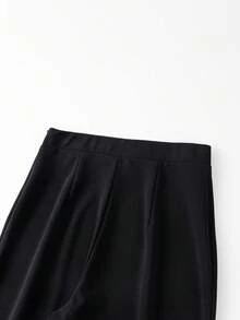 Women's High Waist Front Seam Flare Pants, Elastic Waist Slim Fit Stretch Bootcut Trousers, Casual & Formal - Black - View 7