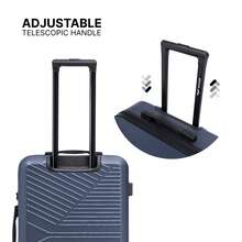 W WINGS Travel Suitcase Set 3 Pcs | Cabin, Medium And Large Hard Shell Luggage With TSA Lock, Telescopic Handle And Wheels - Navy Blue - View 7