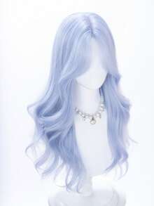alicegarden 28-Inch Long Synthetic Wig Featuring A Natural Wavy Style In A A Stunning Blue. Middle Part Design , This False Hairpiece Is Perfect For Ms Daily Party Cosplay Use, Offering A Natural And Natural Durable Wig Gift For Ladies. (No Accessories) - Blue - View 4