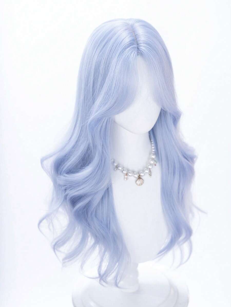 alicegarden 28-Inch Long Synthetic Wig Featuring A Natural Wavy Style In A A Stunning Blue. Middle Part Design , This False Hairpiece Is Perfect For Ms Daily Party Cosplay Use, Offering A Natural And Natural Durable Wig Gift For Ladies. (No Accessories) - Blue - View 1