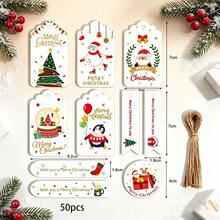 50pcs/Pack Painted Christmas Hanging Tags Kraft Paper Christmas Gift Tags Cards Party Gift Packaging Hanging Tags Cards Baking Candy Cookie Box Decoration Card Paper With Rope - View 14