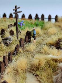 1 Box Seasonal Mini Artificial Grass Clump Model, 2.28*3.35in Simulated Sand Table Grass/Miniature Grass Tuft/Fake Grass Ball, Suitable For Various Scene Decoration, Train Track Miniature Landscape Model, Garden Model Landscape And Architectural Scene Layout DIY Material, Miniature Accessories - Grass Tuft - View 5