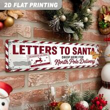 2D Flat Printed Vintage Christmas Letter Box Sign - North Pole Delivery Area, Design Includes Reindeer And Airmail Stamps, Wall Hanging Christmas Decor, Suitable For Home, Mailbox (Random Style) - A - View 6