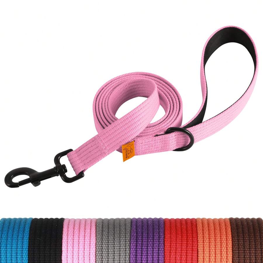 Lynxking 1pc Dog Leash, Durable Webbing Leash With Comfortable Handle And D-Ring, Suitable For Small, Medium And Large Dogs - Pink - View 1