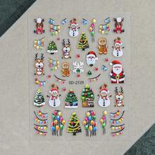 Christmas Self‑Adhesive Nail Stickers, Xmas Tree Santa Snowman Elk Candy Cane Bow Snowflake Pattern Nail Decals, Festive Winter Nail Art Decor For Salon & Home DIY Manicure - Multicolor - View 7