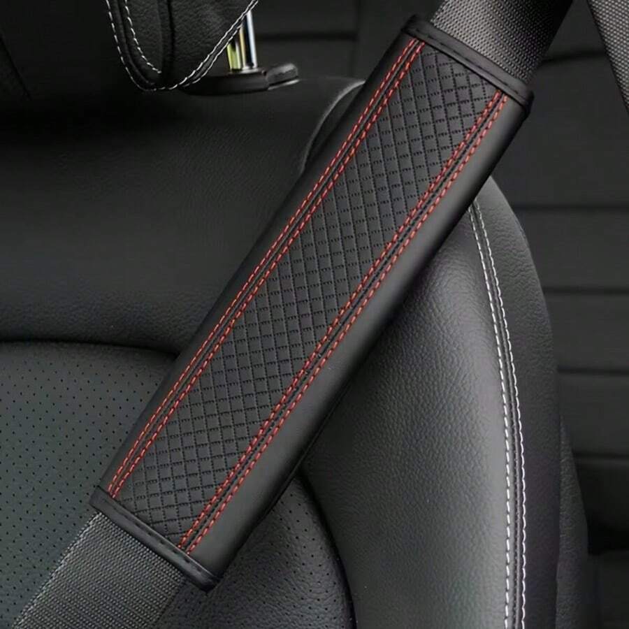 1pc Artificial Leather Car Seat Belt Shoulder Pad, Suitable For Children And Adults, Universal Fit, Decorative Car Accessory