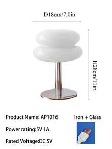 Minimalist Bauhaus Table Lamp, Glass Lampshade USB Desk Lamp, Modern Decorative Lamp, Suitable For Bedroom, Study, Desk - one-size - View 11