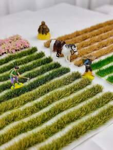 1 Box 5pcs Seasonal Mini Artificial Grass Tuft Model, 4 Colors 2.36*4.15in Realistic Sand Table Grass, Suitable For Various Scene Decoration, Train Track Miniature Landscape Model, Garden Model Landscape And Architectural Scene Layout DIY Material, Miniature Accessories - 1 Box Of Grass Tufts - View 3