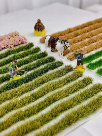 1 Box 5pcs Seasonal Mini Artificial Grass Tuft Model, 4 Colors 2.36*4.15in Artificial Sand Table Grass, Suitable For Various Scene Decoration, Train Track Miniature Landscape Model, Garden Model Landscape And Architectural Scene Layout DIY Material, Miniature Accessories, Fairy Garden