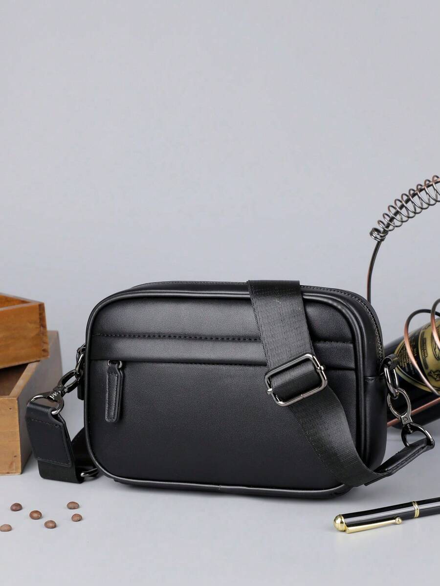 Bolsa de pecho multifuncional para hombre con puerto de carga USB, bolsa de hombro ligera para teléfono móvil.Bolsa cruzada deportiva unicolor versátil, gran capacidad e impermeable para us - Negro 2 - Ver 1