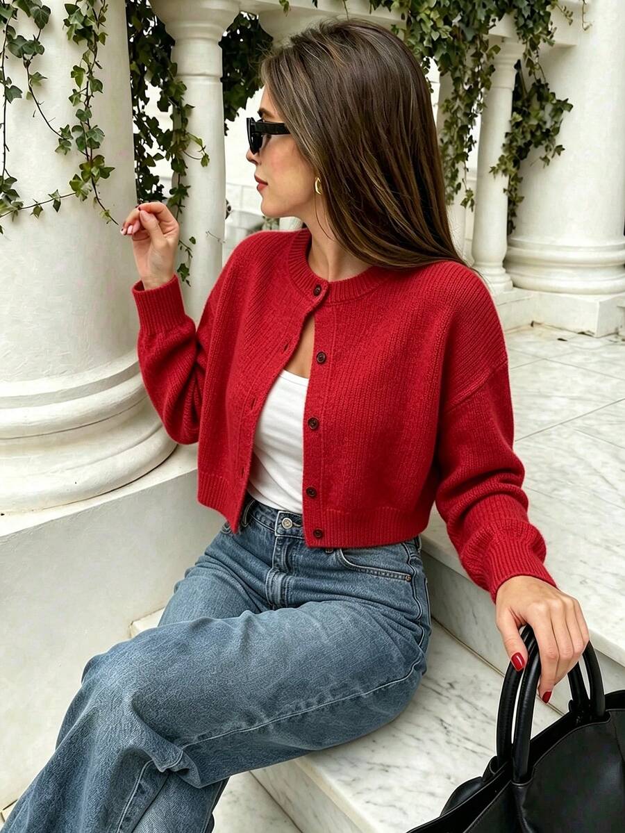 Women Cardigans - Red - View 1