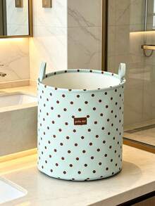 1pc Polka Dot Fabric Laundry Basket, Foldable Laundry Sorting Bin, Wardrobe Clothes Storage, Multi-Functional Dirty Clothes Basket With Ruffle Edge, Portable Handle, Suitable For Bathroom Bedroom, Collect Dirty Clothes And Miscellaneous Items, Home Storage Bucket, Halloween Basket - Multicolor - View 13