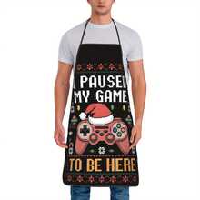 1pc Kitchen Apron, Black Pixel Game Controller Fun Text Print Household Apron For Cooking Baking Themed Dinner Gathering - Multicolor - View 3