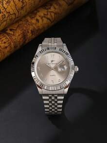 RICECGO A Minimalist Men's Steel-Strap Watch With Arabic Numerals-Perfect For Daily Wear During Your Commute And As A Stylish Accessory. - Silver - View 14