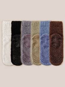 1/3/6 Pasang Kaos Kaki Wanita Multi-Warna Tebal Berlapisan Bulu Domba, Kaos Kaki Selop Rumah yang Hangat, Kaos Kaki Tidur Anti Selip, Desain Sederhana, Musim Gugur/Musim Dingin - MultiWarna - View 15