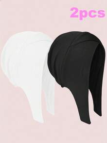 CONFLASS Women's Solid Color Long Tail Pre-Tied Headscarf, Soft Elastic Modal Inner Cap Headscarf, Back To School Daily Wear Muslim Hijab Chemotherapy Cap - Multicolor - View 7