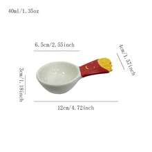 Asymmetrical Ceramic Bowl, Bread Design Dipping Sauce Dish, Creative Seasoning Container With Spoon Back To School,School Supplies - Multicolor - View 24