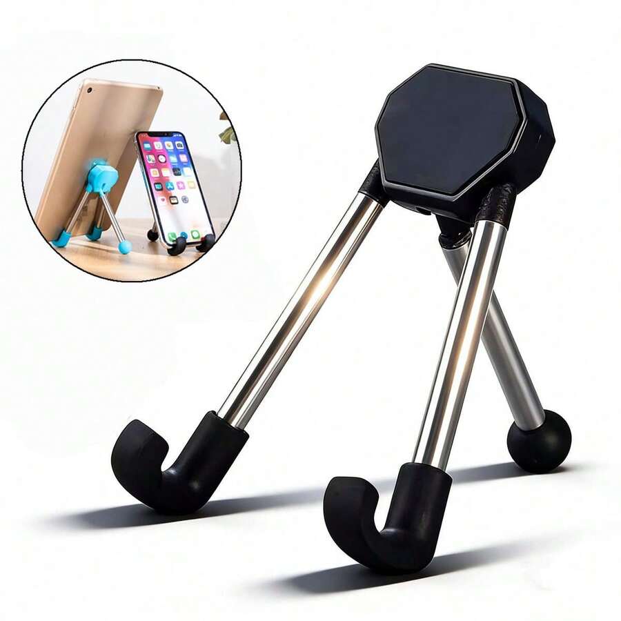 Foldable Tablet Stand With Adjustable Clamp - Universal Phone Holder Compatible With IPhone And Android, Desktop Tripod Base, Stable Support For Video Calls And Gaming