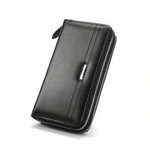 Men's PU Leather Clutch Bag, Zipper Phone Wallet, Large Business Handbag, Multi-Card Slot Card Holder Wallet, Leather Clutch Bag, Large Capacity Business Handbag, Phone Card Slot Storage Box, Coin Purse, Men's Wallet, Long Wallet - Black - View 10