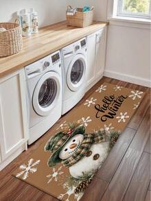 1pc 3D Embossed Anti-Slip Winter Snowflake Christmas Snowman Doormat, Essential Christmas Decoration, Suitable For Entryway, Study, Bedside, Floor Mat, Outdoor, Easy To Clean, Anti-Slip, Quick Drying, All Season Use, Machine Washable - A - View 9
