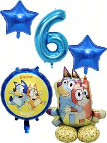 MASSDI Set Balon Foil Bertema Kartun Bluey, Bentuk Karakter Bulat, Bintang, dan Angka, Berbagai Ukuran 30/25,5/18 Inci (76,2/65/45,7 cm), Tepi Halus, Mudah Ditiup & Dipajang, Ideal untuk Dekorasi Tempat Perayaan Ulang Tahun, Hadiah Kreatif, Souvenir Pesta - Berbagai gaya - View 19