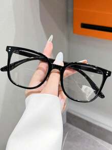 1/3pcs Women's Square Bohemian Style TR Material Large Frame Transparent Glasses, Suitable For All Seasons - Multicolor - View 1