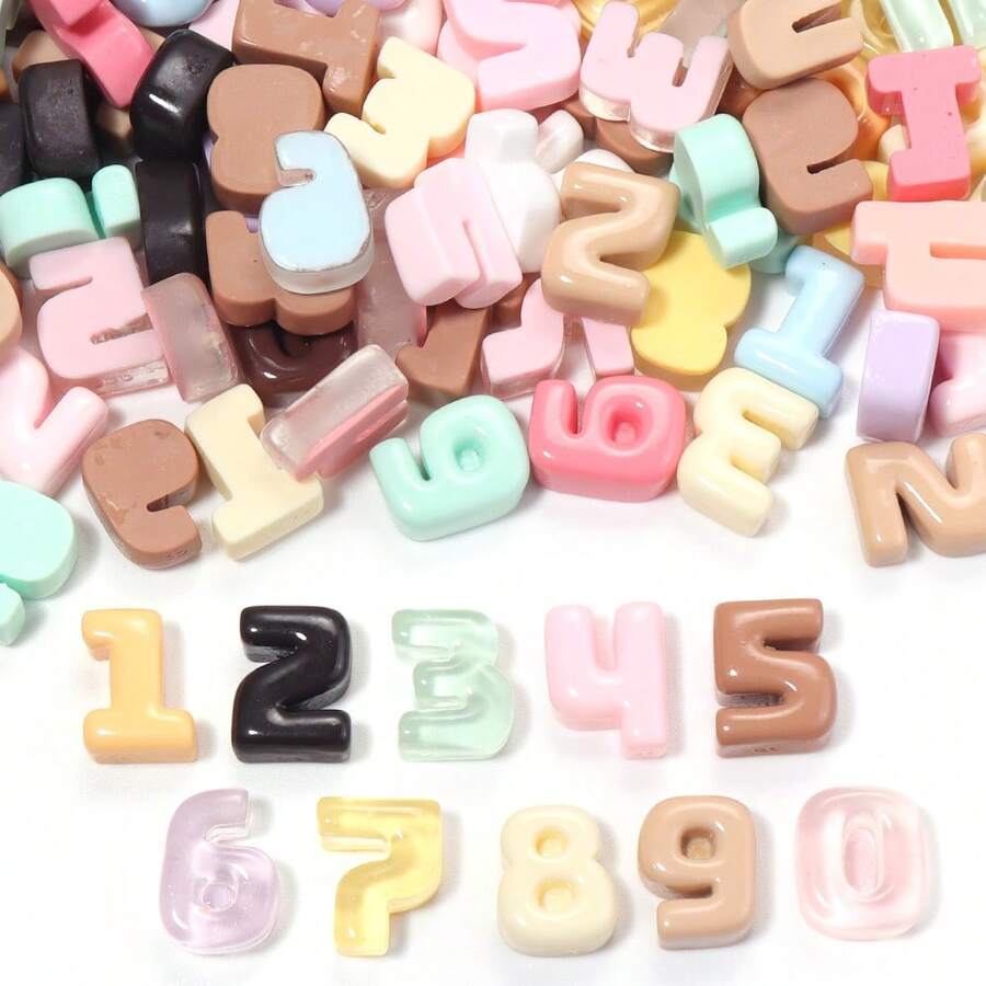 20pcs/Pack Resin Non-Hole Small Number Patches Assorted, Approx. 10X12mm, Hair Clips, Clothing, Phone Case, Cream Glue Patches Accessories, DIY Bracelets, Keychains, Handmade Jewelry Accessories, Free Combination Name Charms