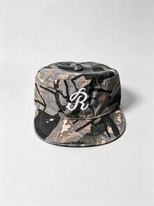 1pc Men Camo R Letter Embroidery Flat Top Cap, Adjustable Casual Street Hip Hop Flat Brim Hat For Outdoor Travel Daily Wear - Multi-color - View 2