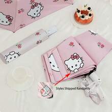 (Authorized)! Sanrio Hello Kitty Automatic Folding Umbrella - UV Protection, Sun/Rain Dual Use, Portable Design, Stainless Steel Frame, Cute Pattern, Suitable For Women, Casual Outdoor Accessory - KT Umbrella - View 10
