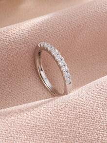 2pcs Elegant Cubic Zirconia Decor Minimalist Adjustable Couple Rings For Men & Women Daily Wear & Dating - Versatile Style - View 8