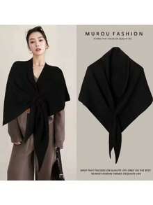 1pc Autumn/Winter Solid Color Acrylic Short Shawl, Casual Elegant Party Outfit, Comfortable Evening Dress - Multicolor - View 9