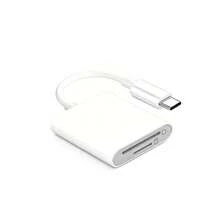 1 قطعة قارئ بطاقات محمول للسفر USB-C/Lightning 2-في-1 ثنائي الفتحات SD/TF محول توصيل وتشغيل متوافق مع أجهزة سلسلة الهاتف 17/16/15/14/13/12/11/XS/XR/8/7/6 محول بطاقة تخزين بطاقة ذاكرة موصل - أبيض - مشاهدة 7