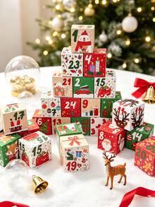 24/12/1pc Christmas Gift Box DIY Advent Calendar Box 2027 Edition, 24-Day Countdown Calendar Gift, Adult Christmas Cardboard Numbered Box, Customizable Fillable Advent Calendar Box, Christmas Gift Decoration, Christmas Stocking Filler Gift - Multiple Styles - View 7