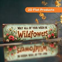 2D Flat Vintage Metal "May All Weeds Turn Into Wildflowers" Wall Sign - Large 15.7X3.9 Inch (40X10 Cm) Aluminum Plaque With Design, Mint Green Plant Decor, Suitable For Home, Kitchen, Office, Cafe - Easy To Install Rustic Farmhouse Gift - A - View 6