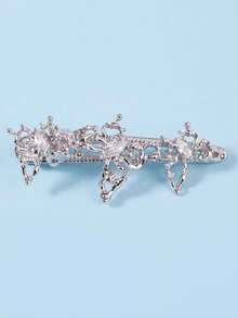 1pc Luxury Vintage Hollow Butterfly Hair Clip, Fashion Shiny Marquise Zirconia Hair Clip, Niche Liquid Metal Edge Alligator Hair Clip, Women's Daily Outfit Decorative Hair Clip - Multicolor - View 4